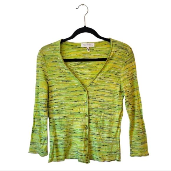 Vintage Escada Vibrant Textured Y2K Green Button-Up Cardigan - Picture 1 of 7